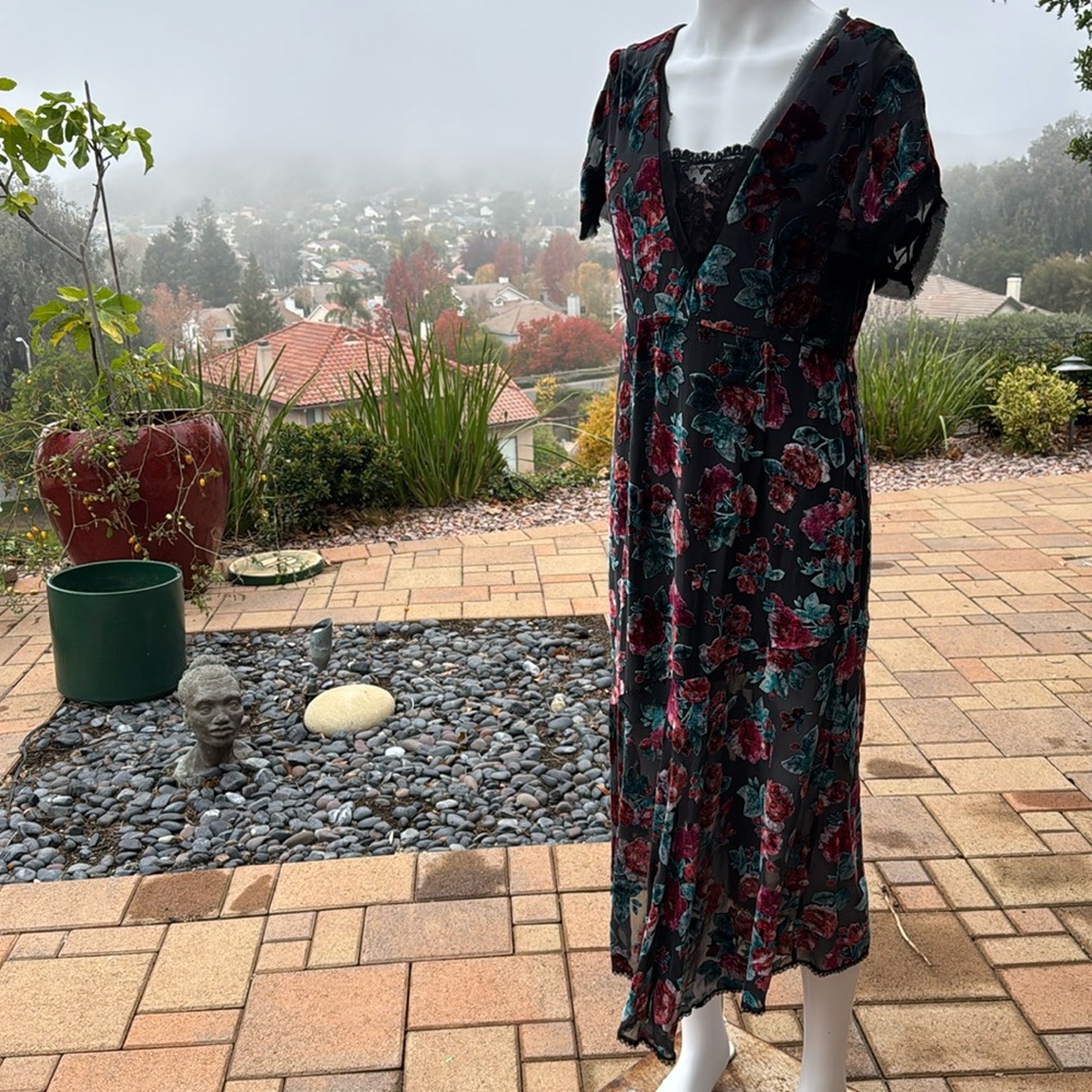 Vintage velvet silk Nanette Lepore belle floral dress gown $648 Y2K luxe - Picture 3 of 17